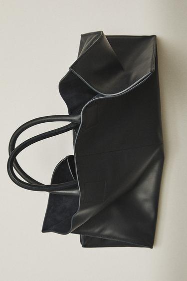 BORSA SHOPPER IN PELLE - Blu navy di Zara