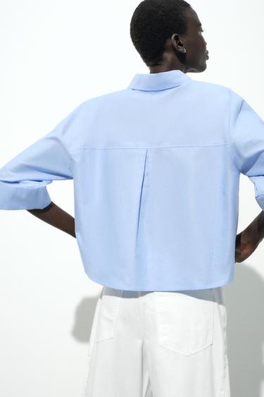 SHORT OXFORD SHIRT - Light blue by Zara - Image 4