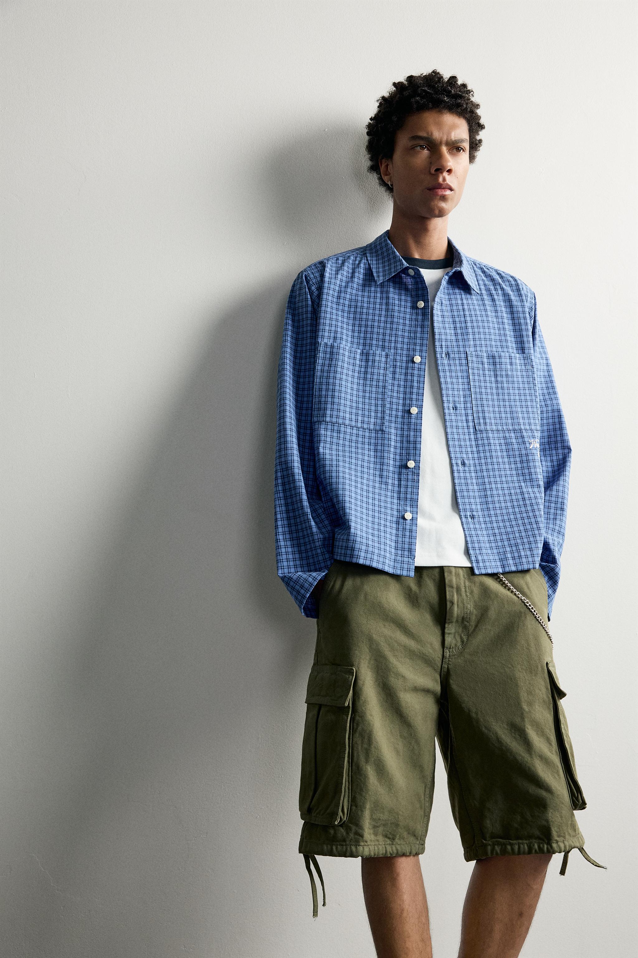 CHEMISE À CARREAUX BRODERIE CONTRASTE