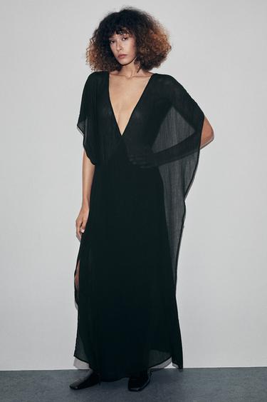 CAFTÃ LONGO CRUZADO - Preto da Zara