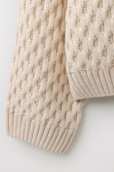 LIMITED EDITION CABLE-KNIT JUMPER - Ecru by Zara - Image 3