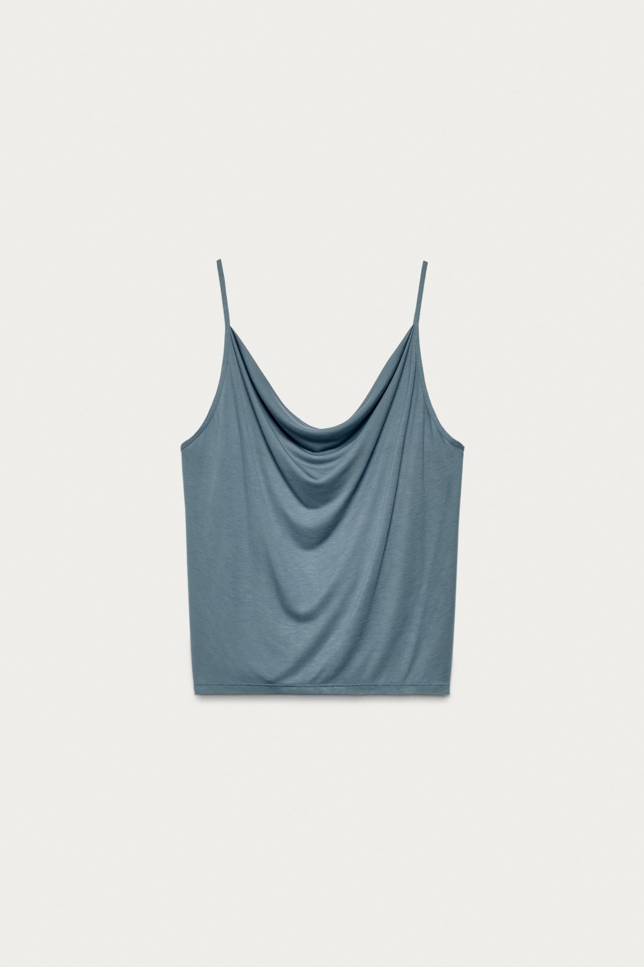 DRAPED TOP MARISA BERENSON X ZARA — Mid-blue