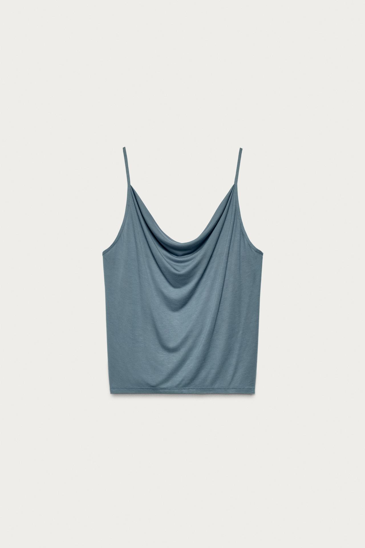DRAPED TOP MARISA BERENSON X ZARA — Mid-blue