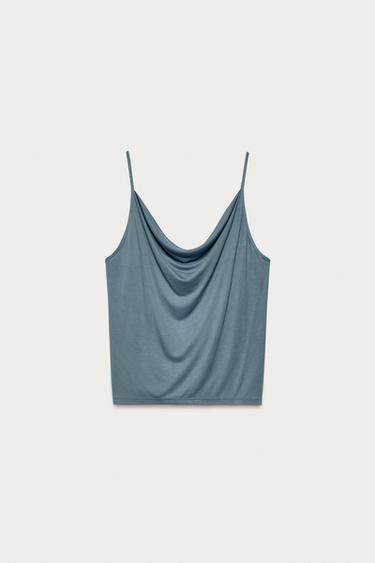 MARISA BERENSON X ZARA DRAPED TOP - Mid-blue by Zara - Image 1