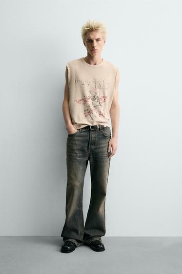 ÁO PHÔNG DỆT KIM HỌA TIẾT PHỐI MÀU - Kem từ Zara