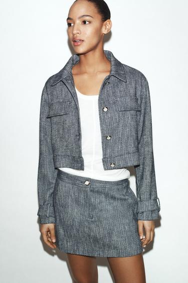 SHORT TEXTURED JACKET - Blue/White by Zara - Image 2