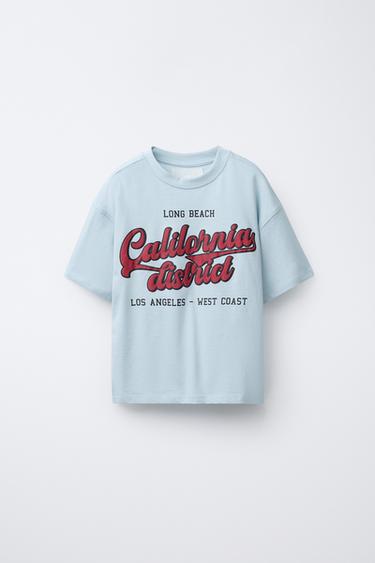 CAMISETA ESTAMPADO TEXTO RELIEVE - Azul claro de Zara