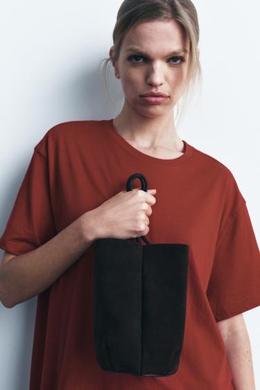 MINI LEATHER BUCKET BAG - Chocolate by Zara - Image 0