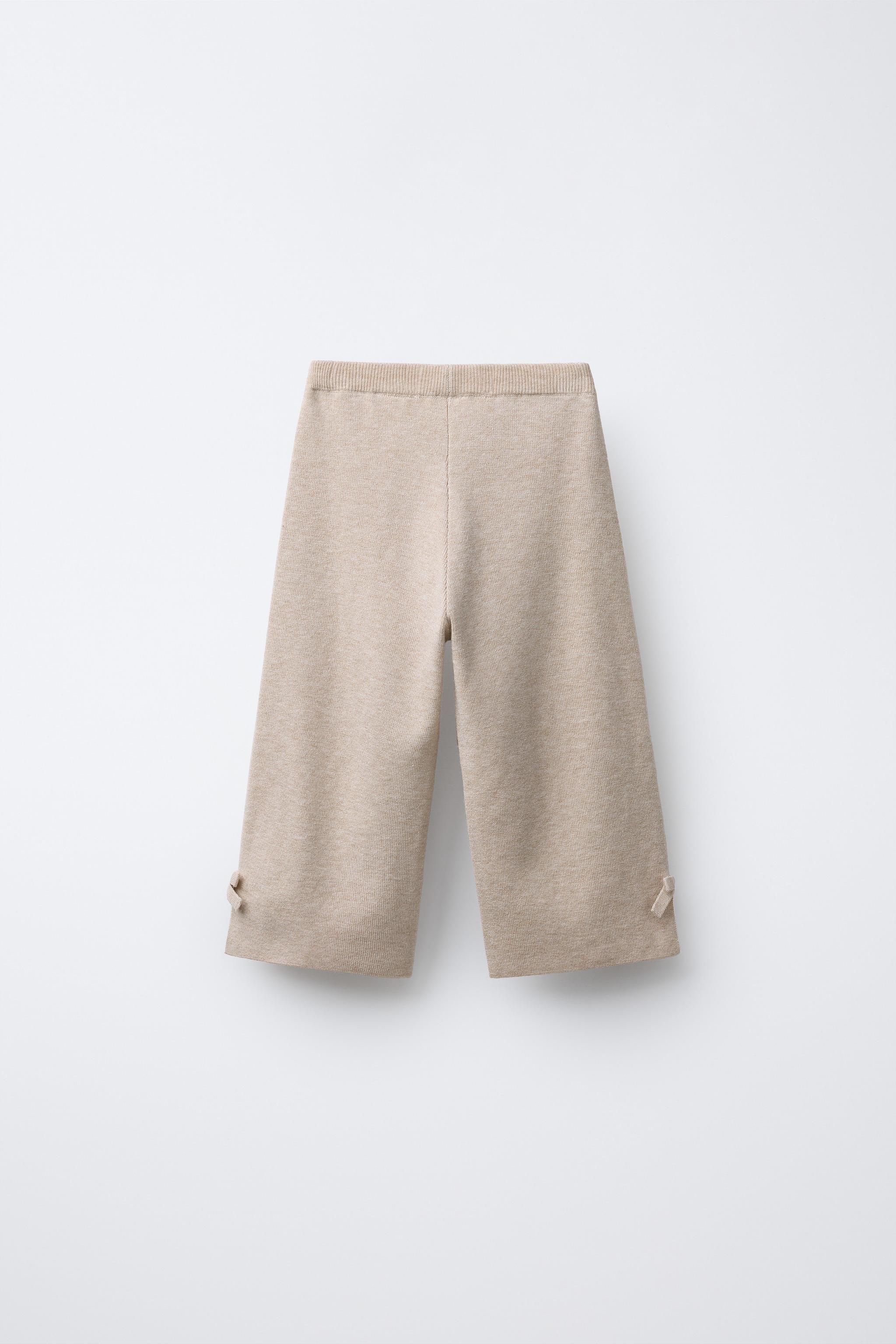 KNIT CULOTTES WITH BOWS — Beige