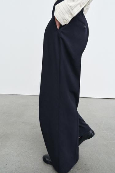 PANTALON LARGE À PLIS ZW COLLECTION - Bleu marine foncé de Zara - Image 2