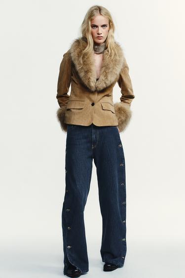Zara TRF MID-RISE BUTTONED BAGGY JEANS - Blue - Image 0