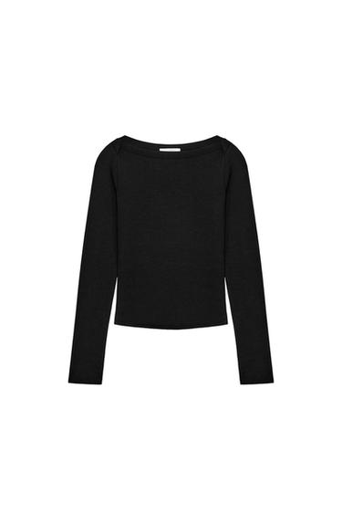 Zara LONG SLEEVE T-SHIRT - Black