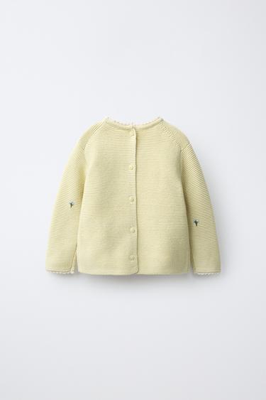 FLORAL EMBROIDERY LACE KNIT JUMPER — Light green 2