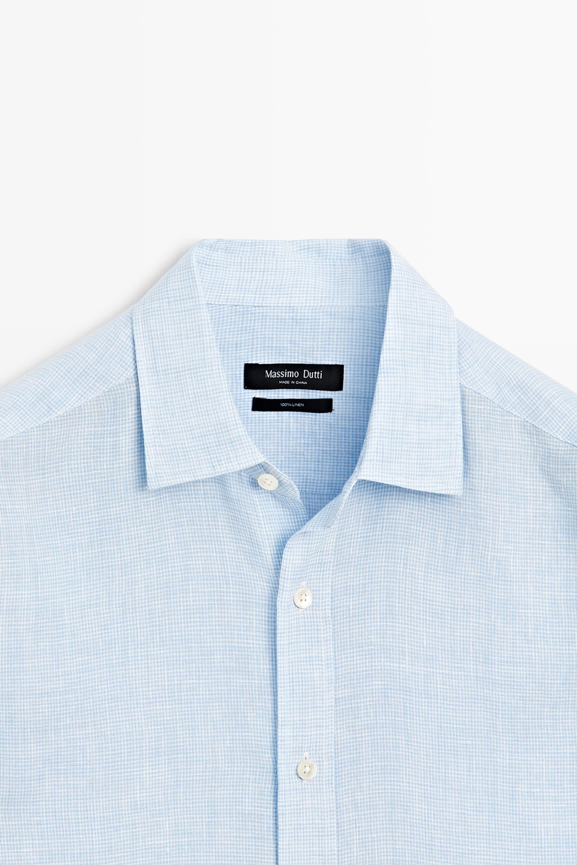 100% linen regular fit check shirt