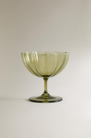 WAVY GLASS ICE-CREAM CUP - Зелений Zara