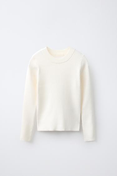 RIBBED KNIT JUMPER - Ecru by Zara