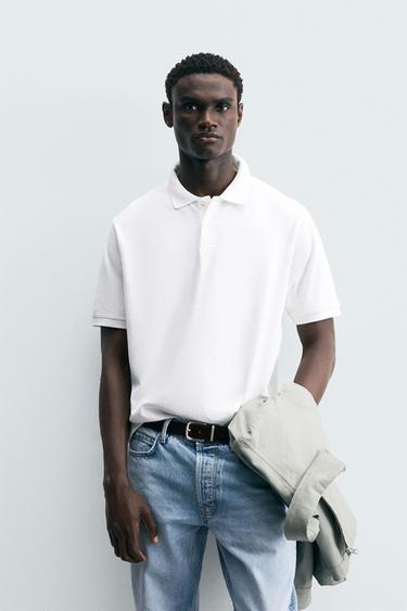 WASHED PIQUÉ TEXTURE POLO SHIRT - White by Zara