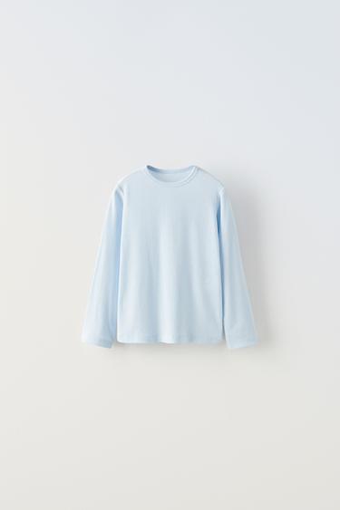 ФУТБОЛКА SECOND SKIN В РУБЧИК — ГОЛУБОЙ от Zara — изображение 0