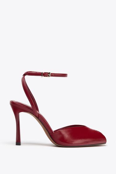 STILETTO HEEL ANKLE STRAP SANDALS - Red by Zara