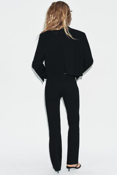 PANTALON FLARE À PASSANTS - Noir de Zara - Image 4