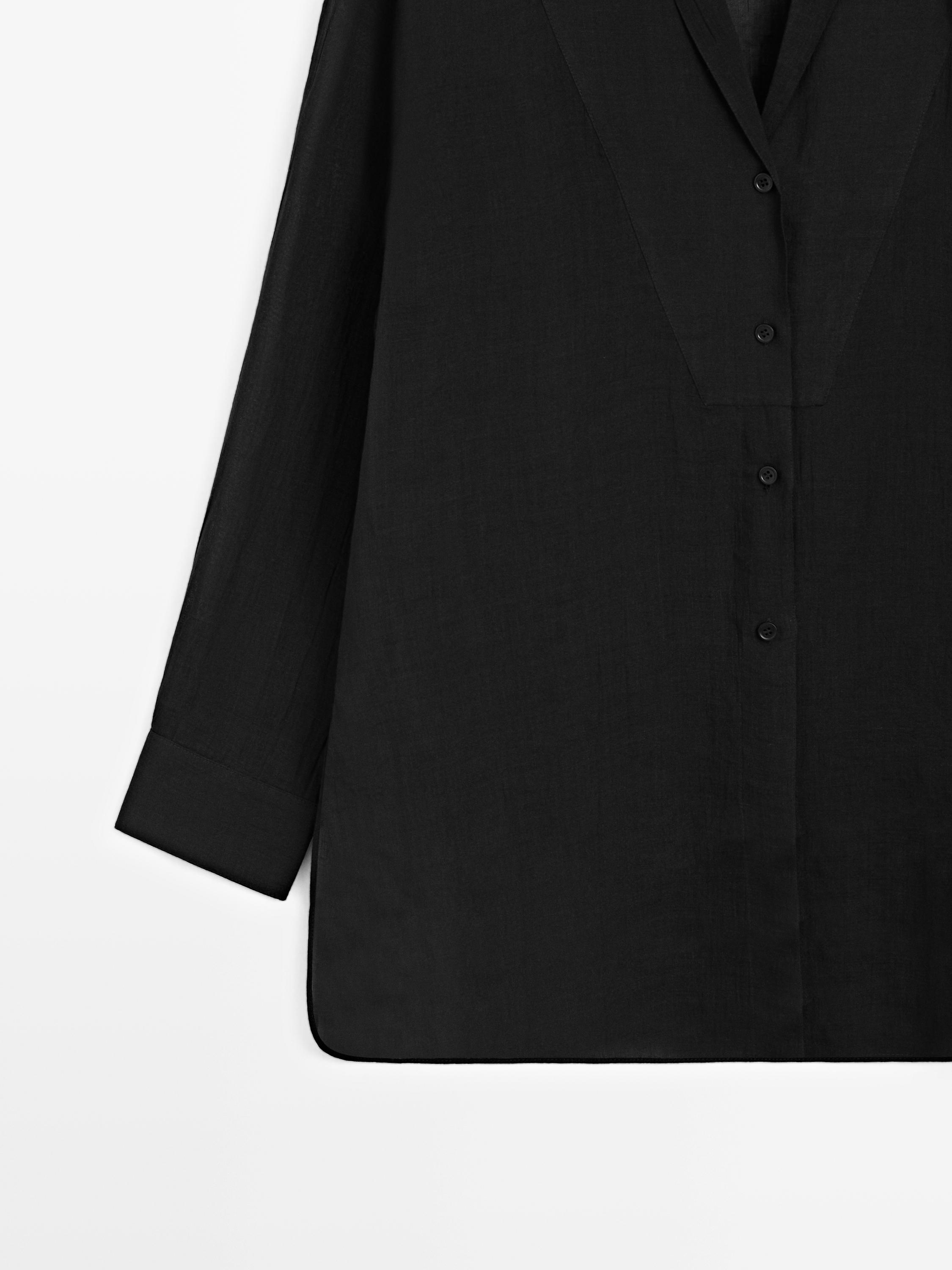 Chemisier fluide semi-transparent détail plastron