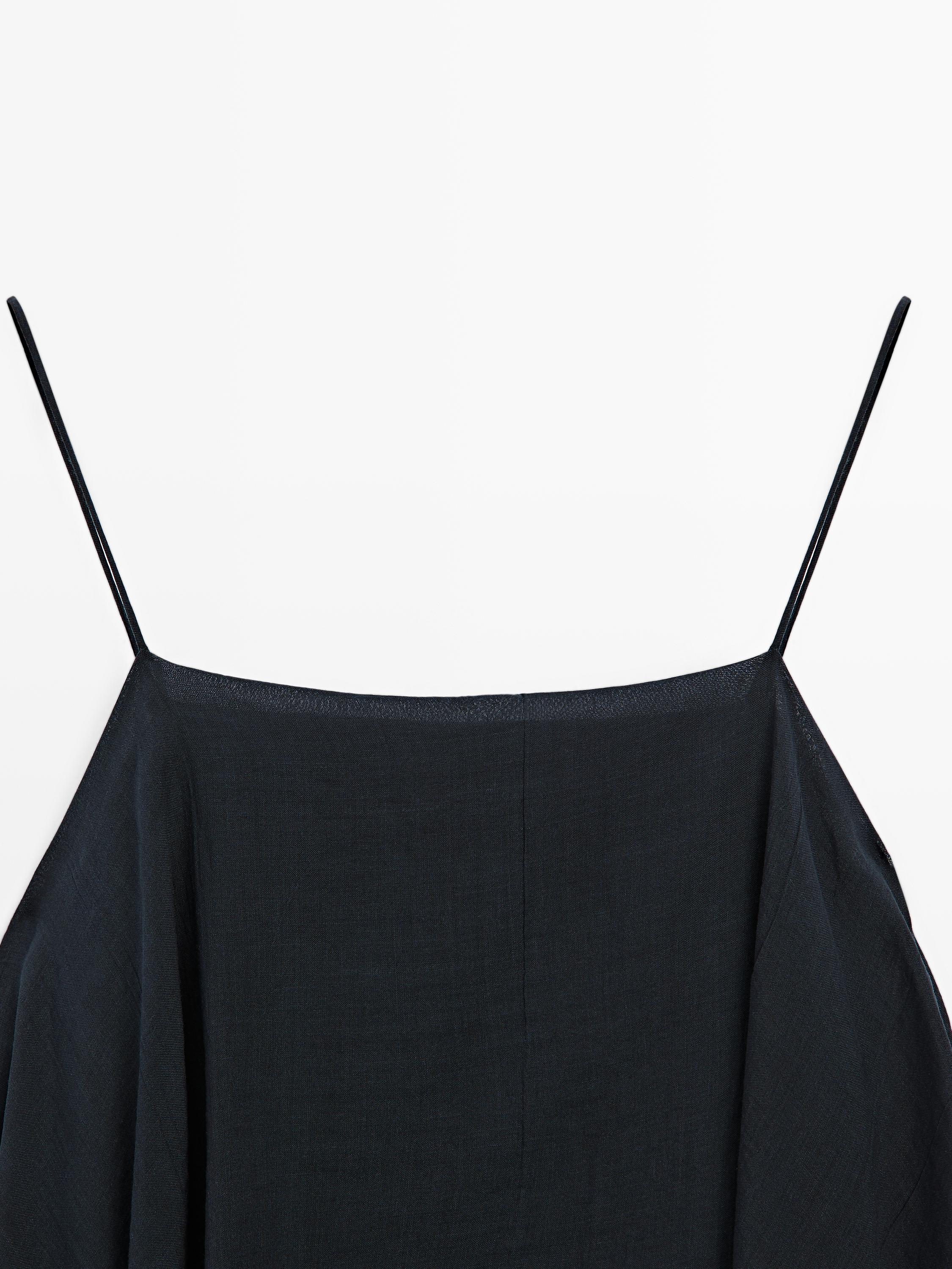 Midi dress with asymmetric ruffle detail