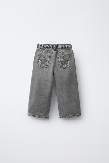 JEAN LARGE À POCHES ÉTOILE - Gris de Zara - Image 1
