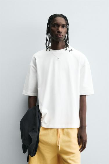 CAMISETA RELAXED FIT COMBINADA - Branco da Zara