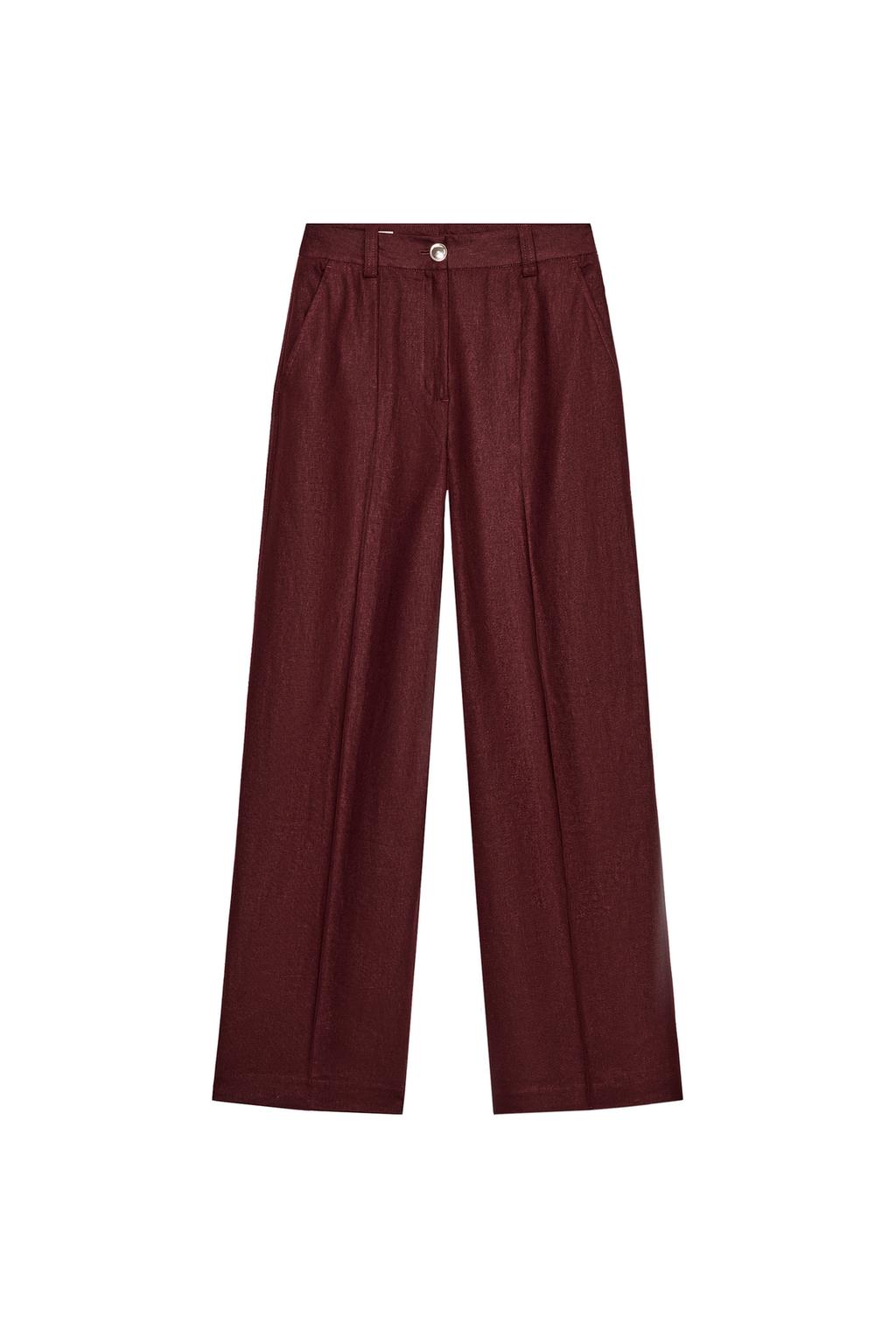 LINEN BLEND STRAIGHT LEG PANTS - image 3
