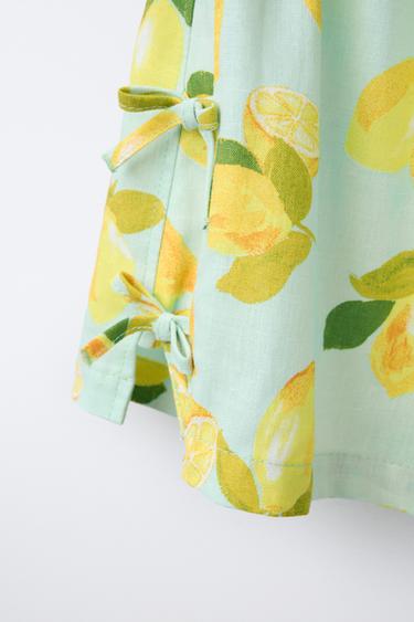LEMON PRINT LINEN BLEND BERMUDA SHORTS - Turquoise by Zara - Image 3