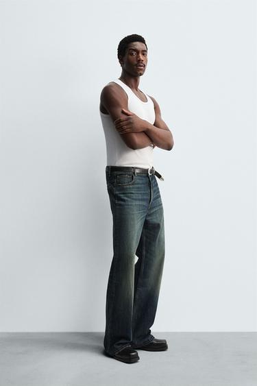 JEANS WIDE BOCA DE SINO - Azul / Verde da Zara