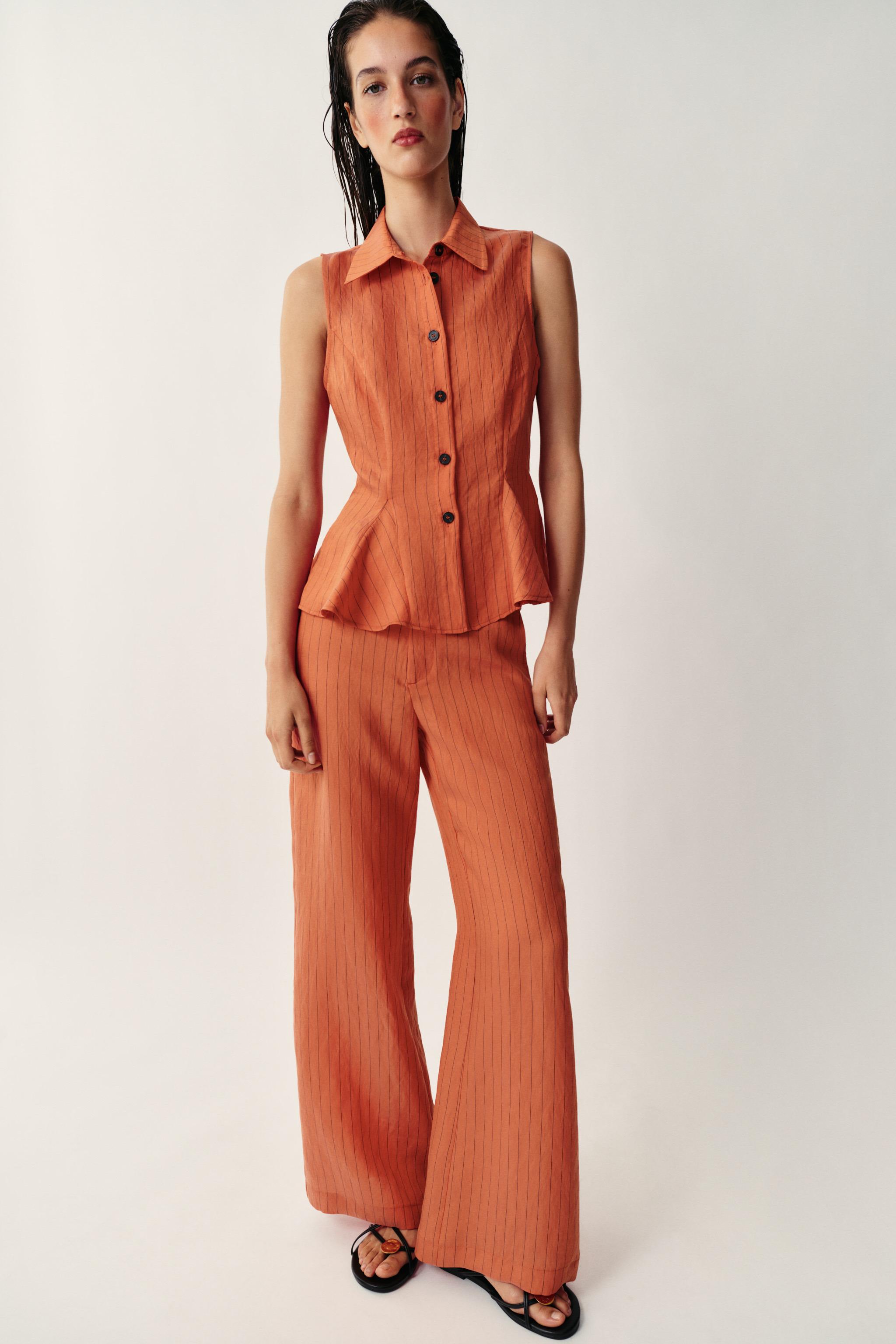 Zara ÇİZGİLİ STRAIGHT FIT PANTOLON