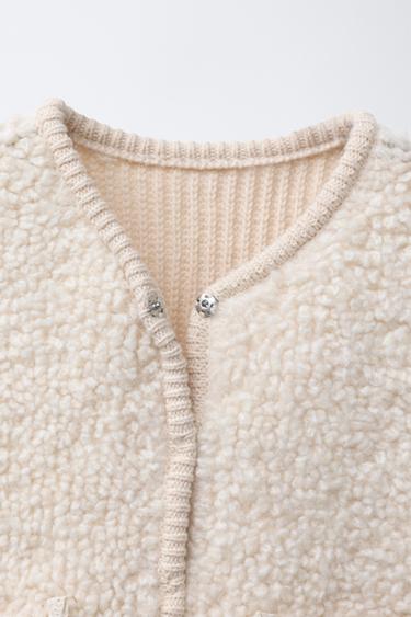 FAUX SHEARLING KNIT VEST WITH EMBROIDERED FLOWERS - Ecru de Zara - Image 2