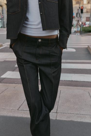 PANTALON NERVE SURPIQÛRES CONTRASTE - Noir de Zara - Image 4