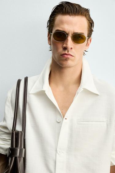 RELAXED FIT FLUID OVERSHIRT - Oyster-white by Zara
