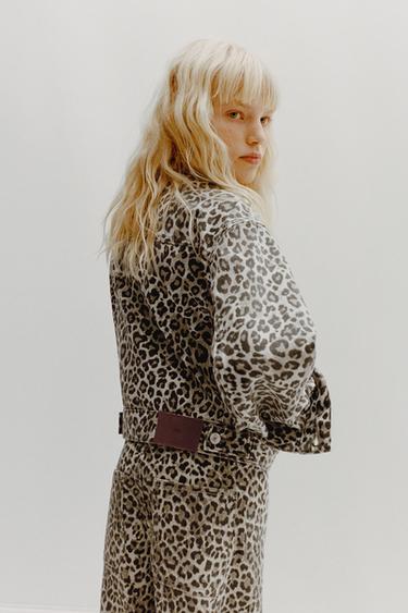 Zaras DENIMJACKA MED DJUR-PRINT - Brun