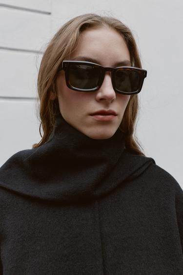 MANTEAU COURT ÉCHARPE AVEC LAINE - Noir de Zara - Image 4