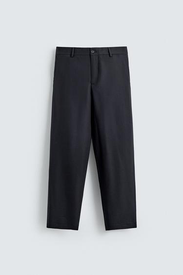100% WOOL STRAIGHT-LEG TROUSERS - Navy blue by Zara