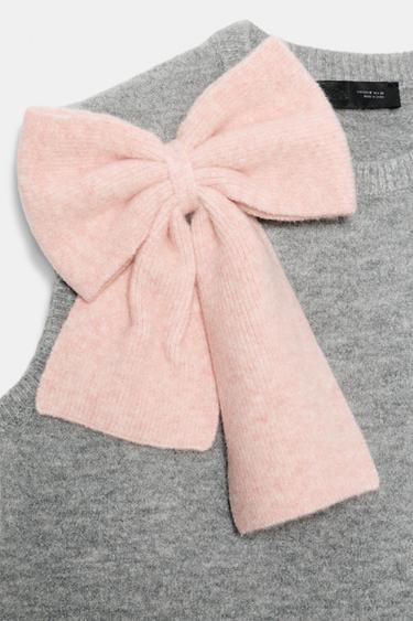 TOP GILET EN MAILLE À NŒUD - Gris de Zara - Image 4
