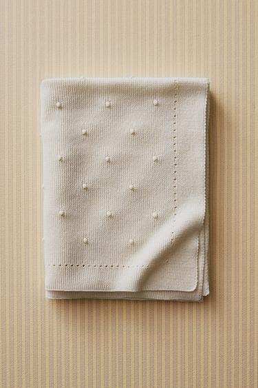 KNIT BABY BLANKET - Ecru by Zara