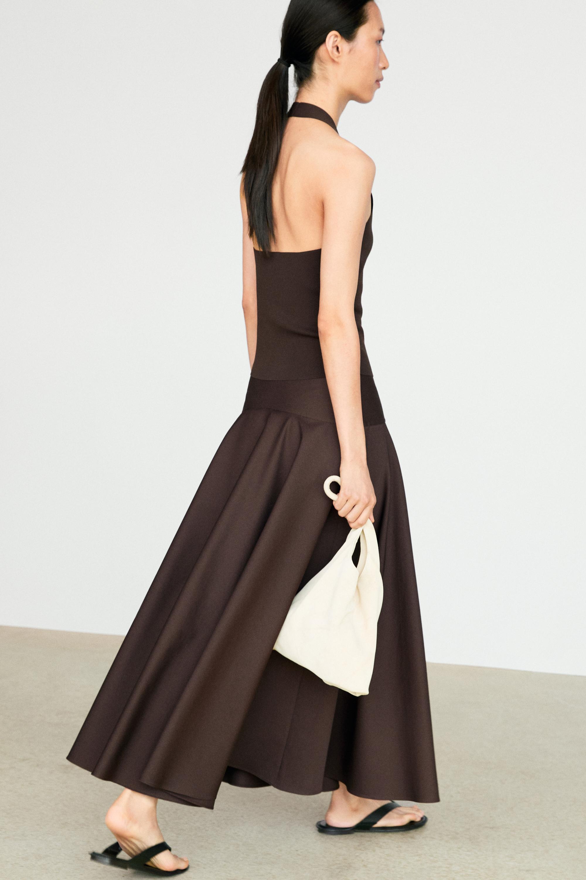 Flounce midi skirt with yoke detail