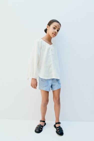 برمودا DENIM بخصر عال - أزرق الخاص بـ Zara