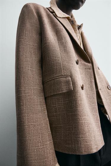 TEXTURED DOUBLE-BREASTED BLAZER - Mid-camel de Zara - Image 6