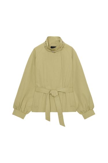 CAZADORA CUELLO SUBIDO CINTURÓN - Khaki claro de Zara