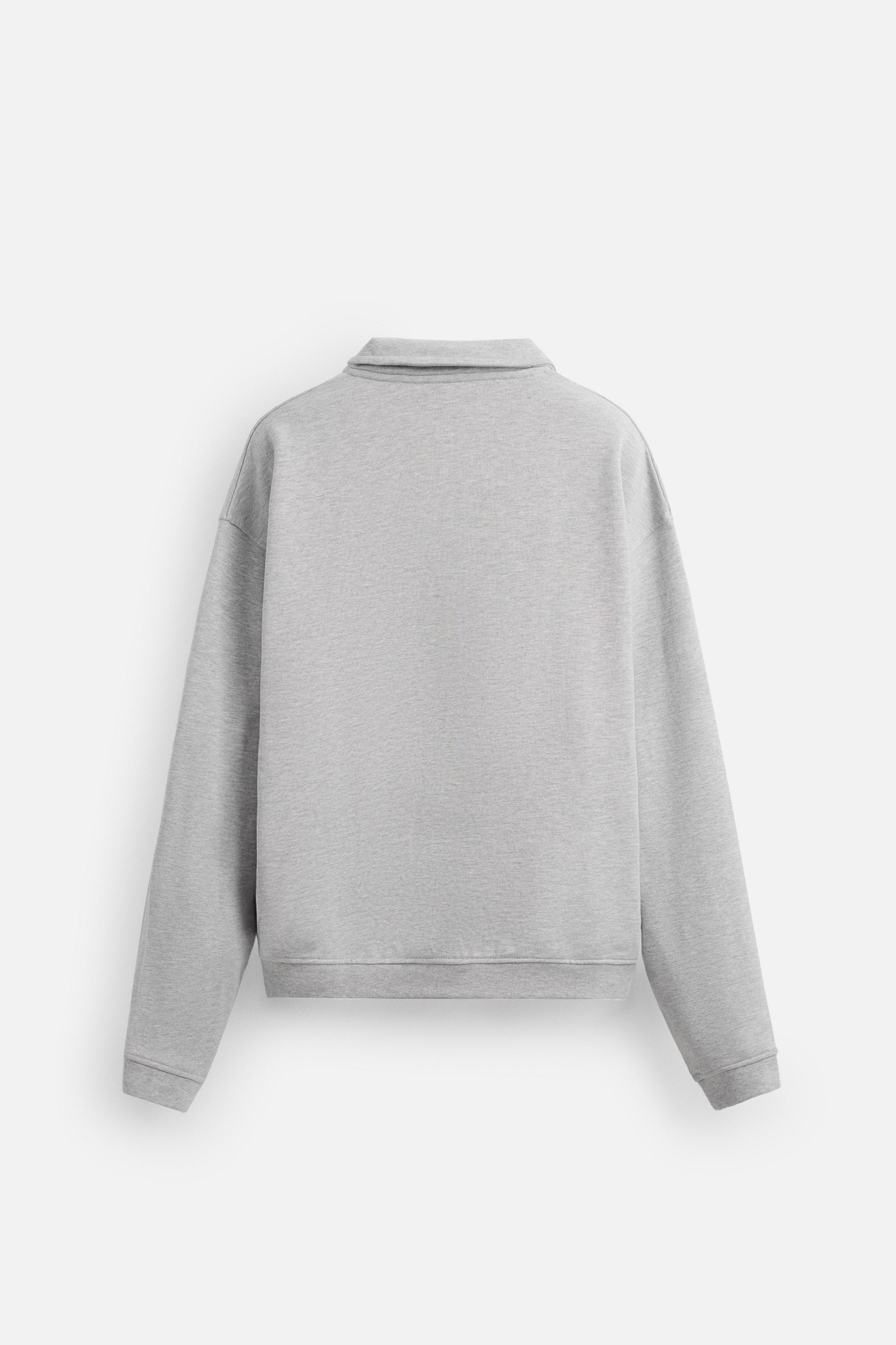 ジッパーネック スウェットシャツ - グレーマール | ZARA Japan