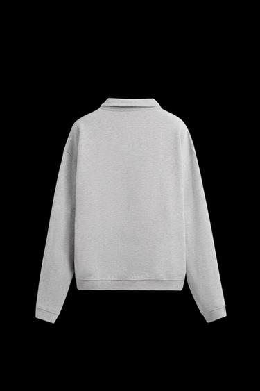 QUARTER-ZIP SWEATSHIRT - Grey marl by Zara