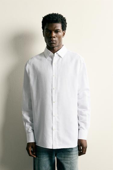 REGULAR FIT COTTON/LINEN SHIRT - White by Zara