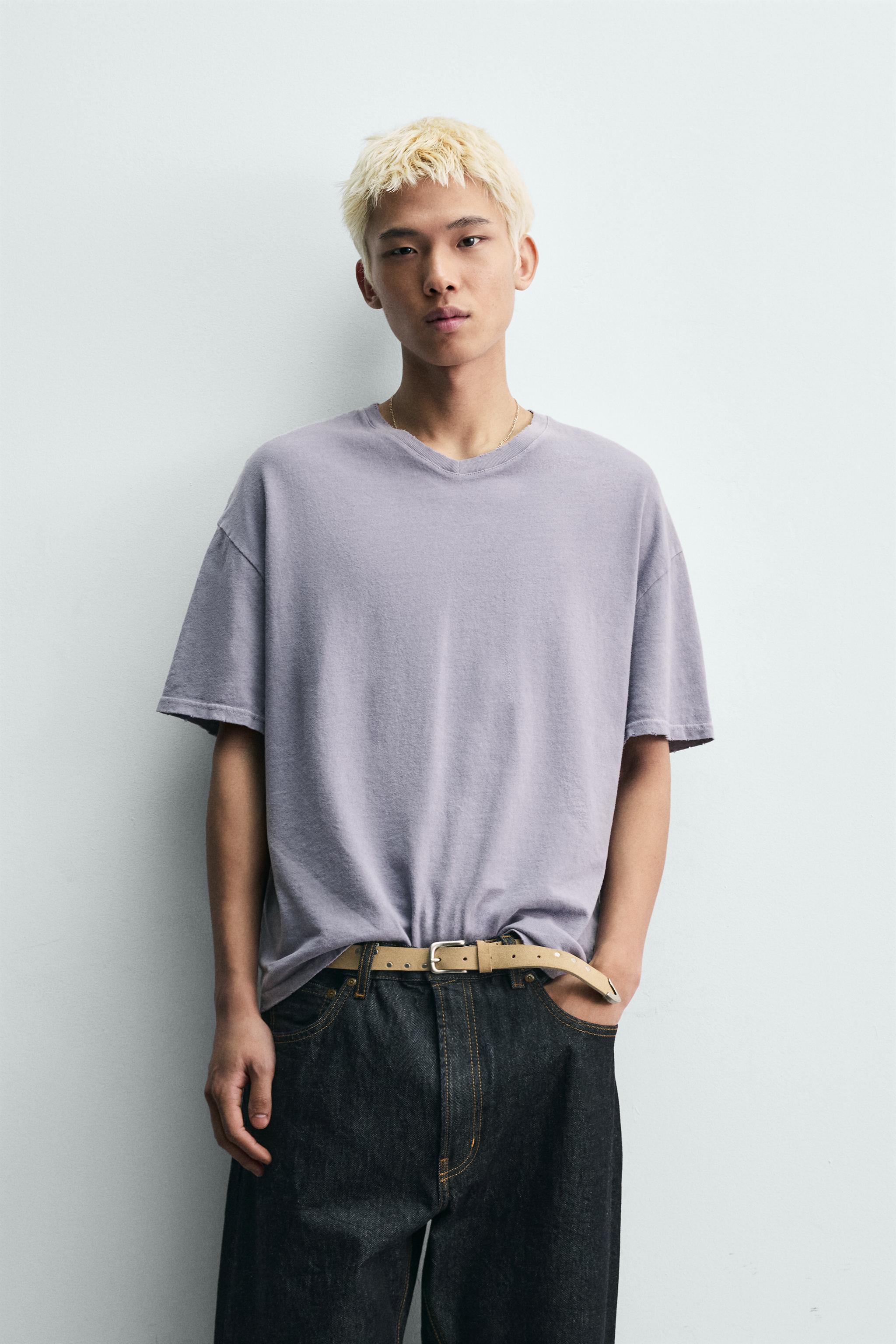 COTTON - HEMP V-NECK T-SHIRT — Mauve (alternate view)