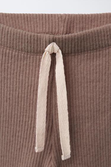 STRIPED SWEATSHIRT AND SOFT RIBBED LEGGINGS SET - Brown marl by Zara - Image 4