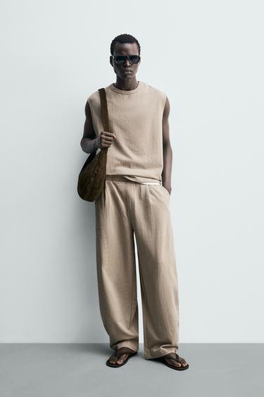 SUADOIRO TANK RELAXED FIT TEXTURA - Beixe de Zara - Imaxe 0